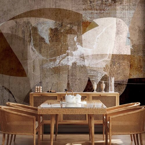  Foto tapeta - Geometric abstraction with shapes - composition in brown colours 343x256 Samoljepljiva Slike