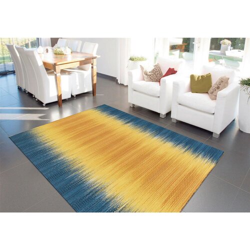 Kayoom RAVNO TKANA PREPROGA 90/160 cm taftano modra, rumena Slike
