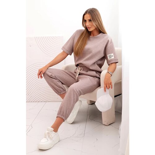 Kesi Włoski Women's viscose set with short sleeves and trousers beige Cene