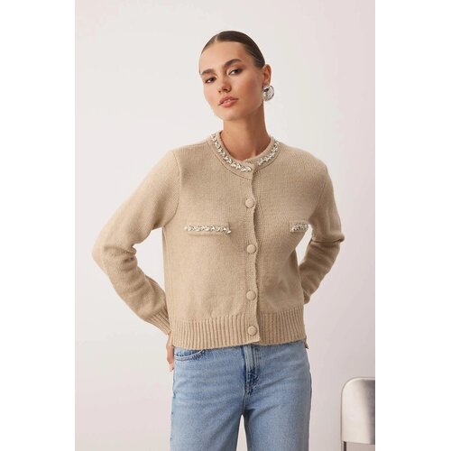 TRENDYOLMILLA Ženski kardigan Twoaw26Hi00182, Taupe-Beige Cene