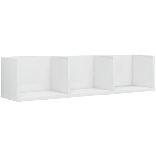 vidaXL zidna polica za CD-ove visoki sjaj bijela 75x18x18 cm iverica Cene