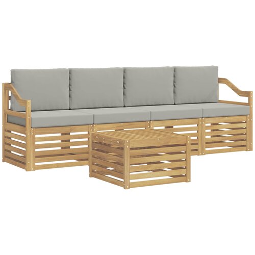 vidaXL Zunanja garnitura za sedenje 5 pcs Bela in svetlo siva, (5000281544) Cene
