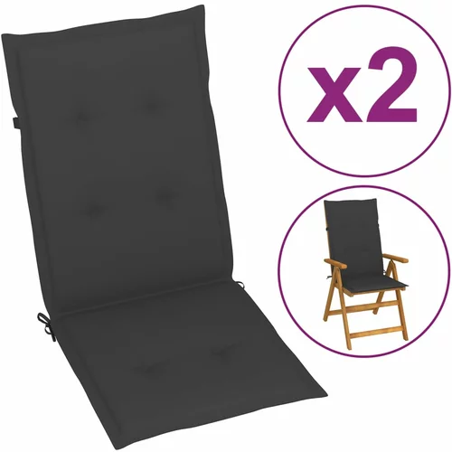 vidaXL jastuci za vrtne stolice 2 kom antracit 120x50x3 cm