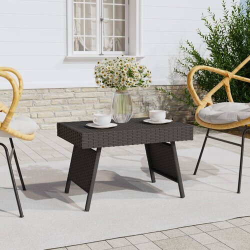 VidaXL Sklopivi bočni stolić crni 60 x 40 x 38 cm od poliratana Slike