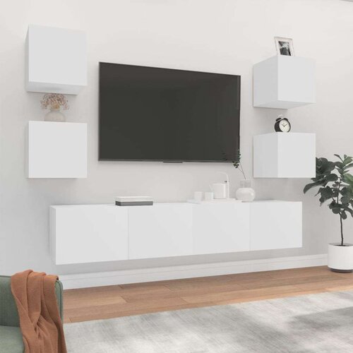  6-dijelni set TV ormarića bijeli od konstruiranog drva Cijene