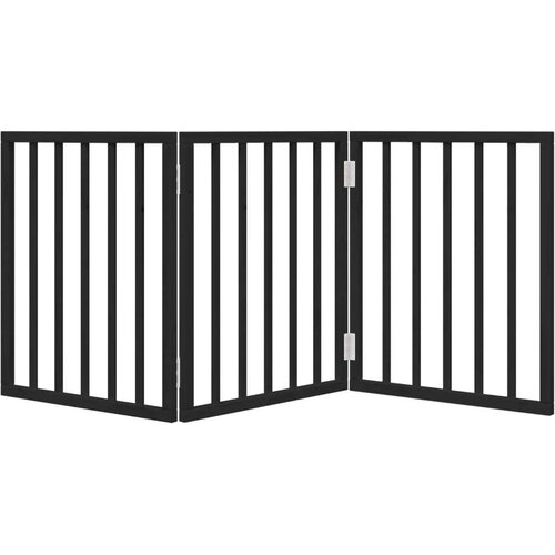 VidaXL Vrata za pse zložljiva 3 paneli črna 150 cm topolovina Slike