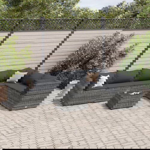 vidaXL 7-dijelna vrtna garnitura od poliratana s jastucima siva Cene