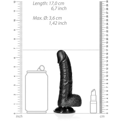 REALROCK realistični dildo sa vakuumom, testis - 15,5 cm (crni) Slike