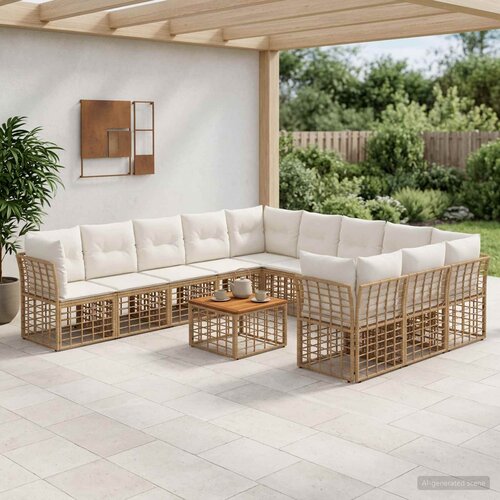  Set vanjskih sofa 12 kom. Prirodna i krema bijela Poliester Cene