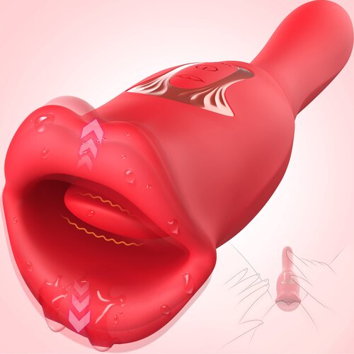 SuperLove French Kissing Tongue Dual Vibrator Red Slike