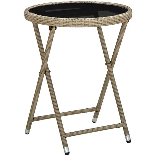 vidaXL Čajna mizica bež 60 cm poli ratan in kaljeno steklo, (20625249) Cene
