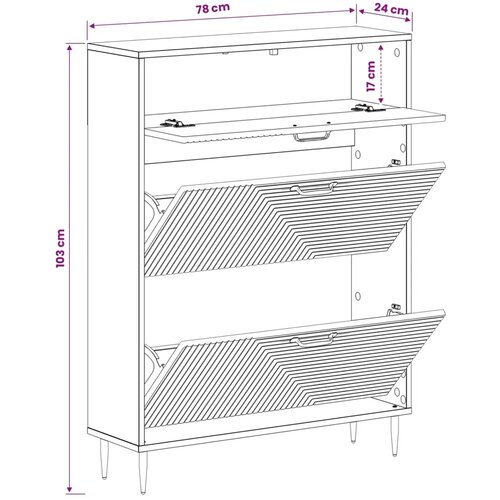  Ormar za cipele HAARLEM 78 x 24 x 103 cm Konstruirano drvo Crna - Crna Cijene