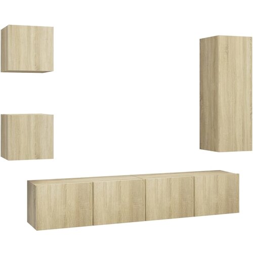 Maison Chic Komplet TV omarice - TV enot 5-delni sonoma hrast iverna plo&amp;scaron;ča, (21700354) Slike
