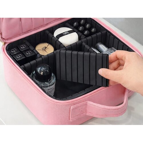  organizator putovanja i ogledalo s LED rasvjetom za make-up roza Slike