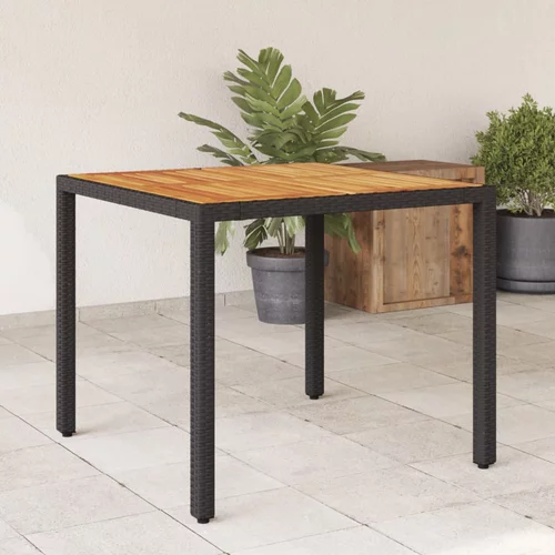  Vrtni stol s pločom od drva bagrema crni 90x90x75 cm poliratana