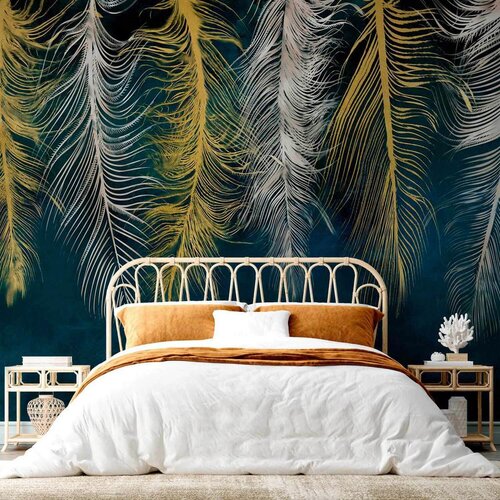 Artgeist Fototapeta Gilded Feathers, 100x70cm Slike