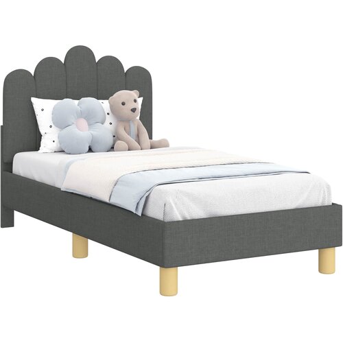  Okvir kreveta za malu djecu s naslonom Tamnosiva 70 x 140 cm Slike