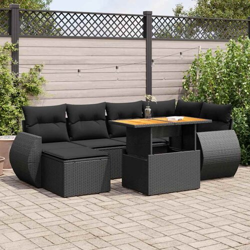 vidaXL 7-dijelni set vrtnih sofa od poliratana s jastucima crni Cijene