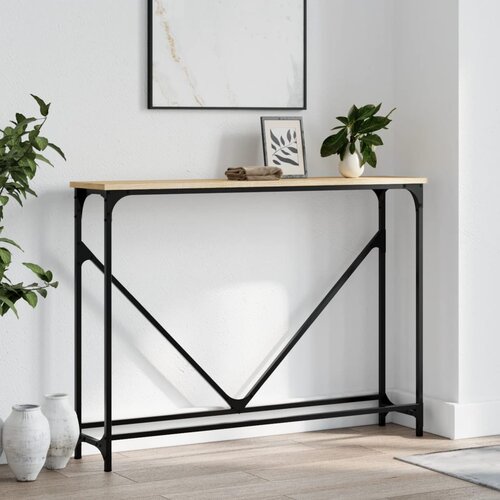  The Living Store Konzolna mizica sonoma hrast 102x22,5x75 cm inženirski les - Konzolna Mizica, (21496443) Slike