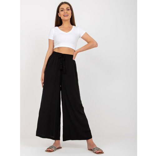 Fashion Hunters Black wide pants made of fabric with pockets SUBLEVEL Slike