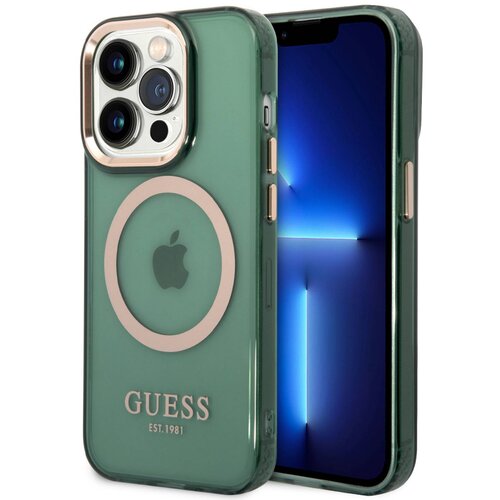  Maska za telefon za iphone 14 Pro 6.1 Guess Hc Magsafe Outline Translucent (GUHMP14LHTCMA), Zlatna Cene