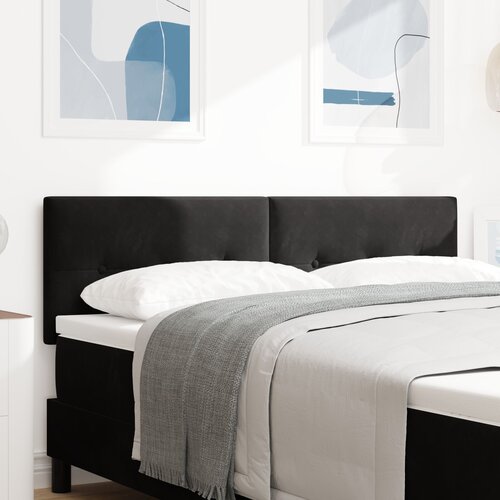 VidaXL Naslon za glavo z gumbnim oblazinjenjem Črna 140 cm Velur Slike