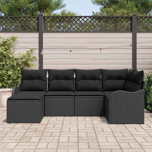  Sjedeća garnitura za vrt 6 kom. Crna poliratan 232.5 x 122.5 x 69 cm Slike