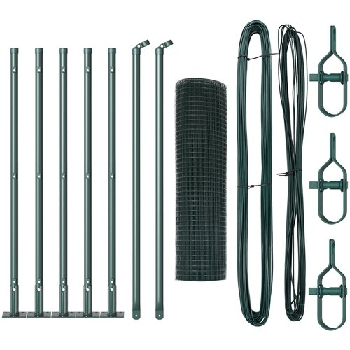 VidaXL Set Stupova za Ograde Set od 2 Zelena Metal s plastičnom oblogom Slike