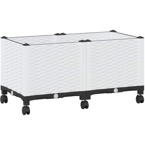  Vrtni saksija s kotačima Bijela 80 x 40 x 48 cm PP Slike