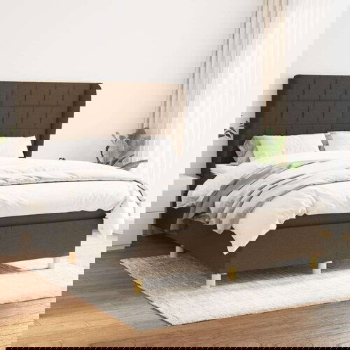  Box spring postelja z vzmetnico temno rjava 140x200 cm blago, (20899811) Cene