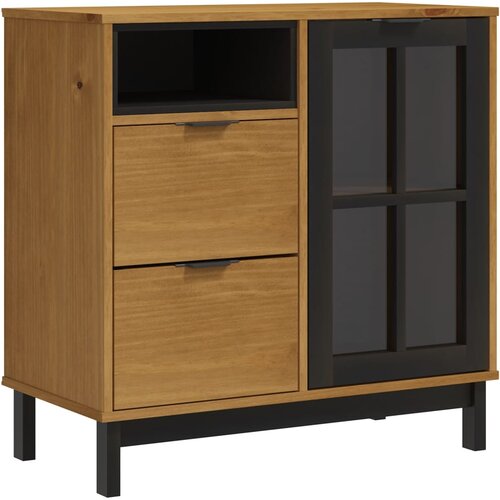 Maison Chic Komoda - Predalnik s steklenimi vrati FLAM 80x40x80 cm trdna borovina, (21722188) Cene