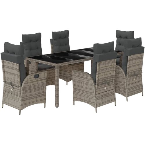  7-dijelni vrtni blagovaonski set sivi od poliratana Siva 190 cm table length Slike