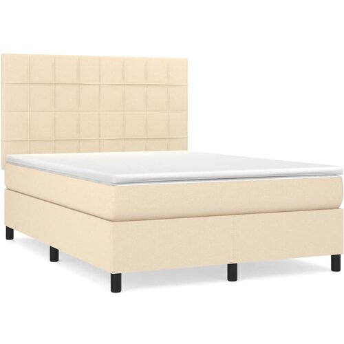 VidaXL Box spring postelja z vzmetnico krem 140x190 cm blago, (20893519) Slike