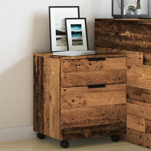  Mobilni ormar za spise s kotačima staro drvo 45x38x54 cm Slike