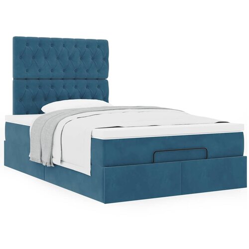 vidaXL Otomanski posteljni okvir z vzmetnicami moder 120x190cm žamet Cene