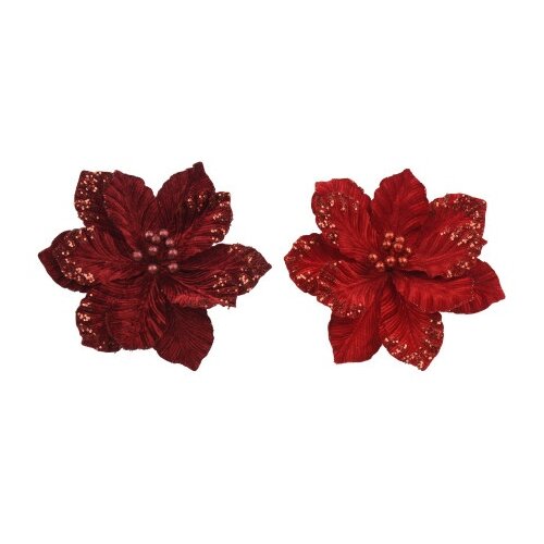 DEKOR DOM dekoracija - poinsettia on clip 35cm 701539 - red - kmg ( 045703 ) Cene