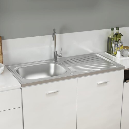 vidaXL Kuhinjski sudoper srebrni 1000x500x155 mm od nehrđajućeg čelika Cijene