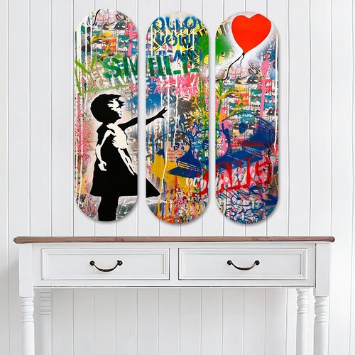  3KY3801 multicolor decorative mdf painting (3 pieces) Cene