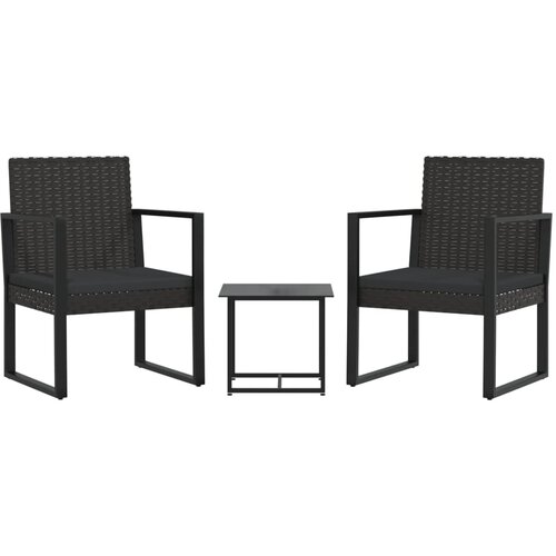 Maison Chic Seti vrtnega pohištva - Vrtna garnitura - Vrtni pohištvo set 3-delna z blazinami črn poli ratan, (21811480) Cene