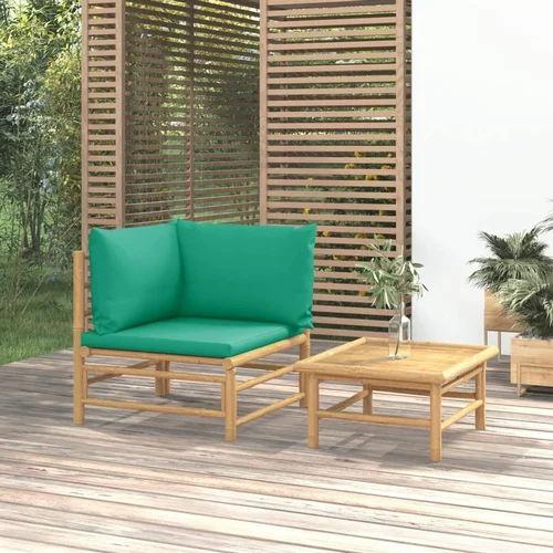  2-dijelna vrtna garnitura od bambusa sa zelenim jastucima