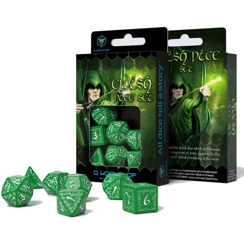 Q-Workshop kockice - elvish green & white - dice set (7) Slike