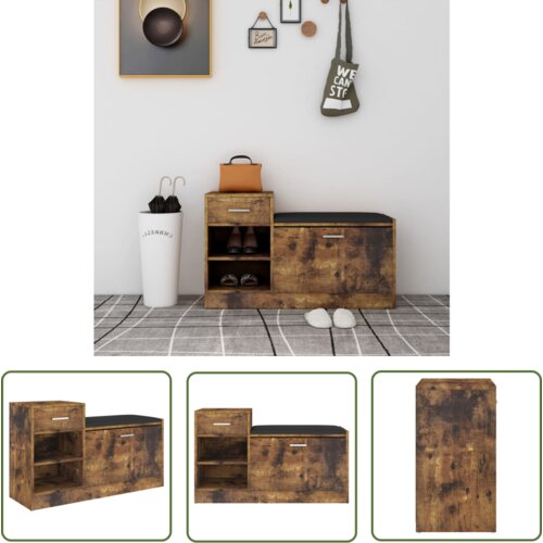 The Living Store Klop za čevlje dimljeni hrast 94,5x31x57 cm inženirski les - Klop Za Čevlje, (21744612) Cene
