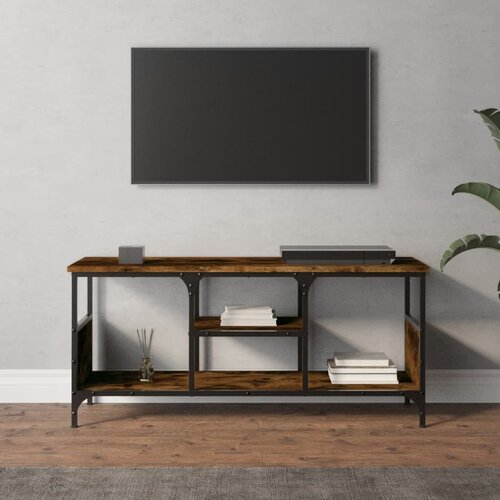 VidaXL TV ormarić boja dimljenog hrasta 100x35x45 cm od drva i željeza Slike