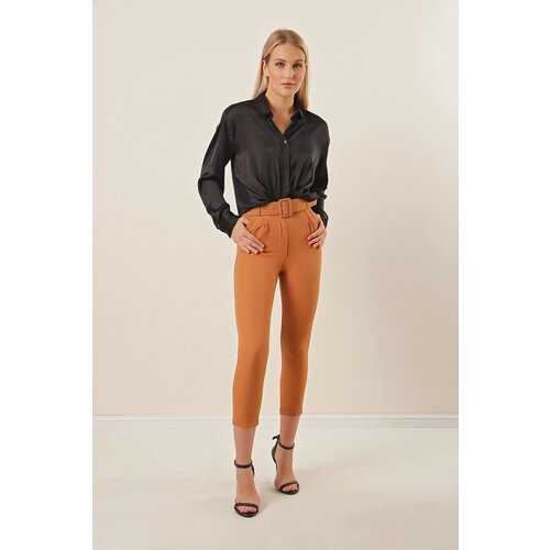HAKKE Carrot Belt Fabric Trousers Slike