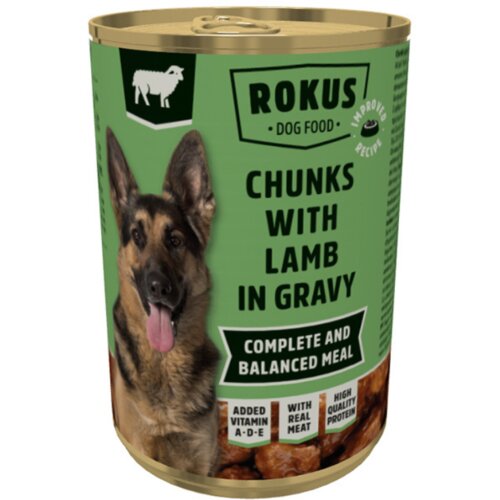 ROKUS vlažna hrana za pse jagnjetina u sosu 415g Slike