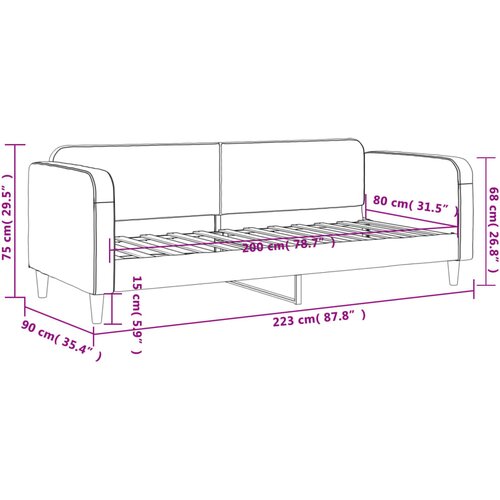  Dnevni krevet smeđesivi 80 x 200 cm od tkanine Slike