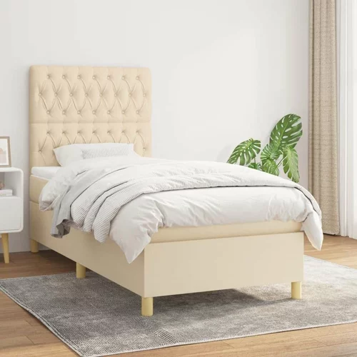  Box spring postelja z vzmetnico krem 100x200 cm blago, (20894127)