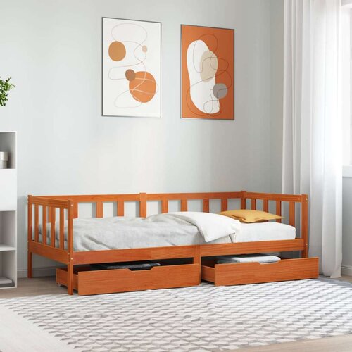 Dnevna postelja 3 pcs Voskast rjav Masivno borovo les, (5000121227) Cene