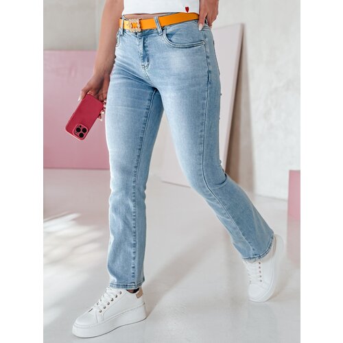 DStreet Spodnie damskie jeansowe straight leg z paskiem TENDJEN niebieskie Cijene