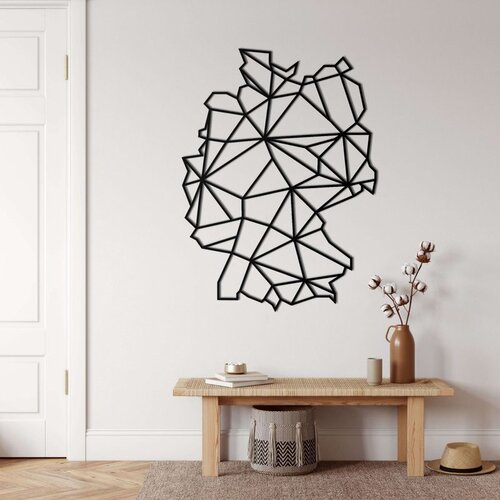 Wallxpert metalni zidni ukras 5293, geometrijska mapa Nemačke, 44 x 60 cm, crni Cene